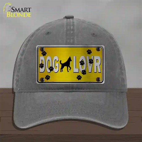 Dog Lover Yellow Brushed Chrome Novelty License Plate Hat Tag Unconstructed Cotton / Charcoal