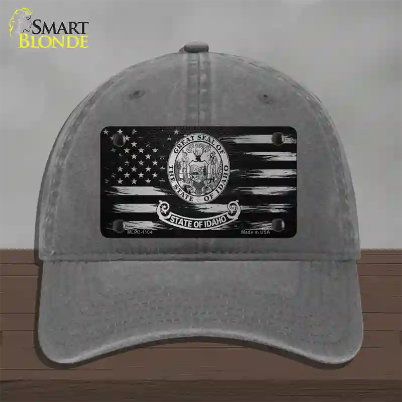 Idaho Carbon Fiber Novelty License Plate Hat Unconstructed Cotton / Charcoal