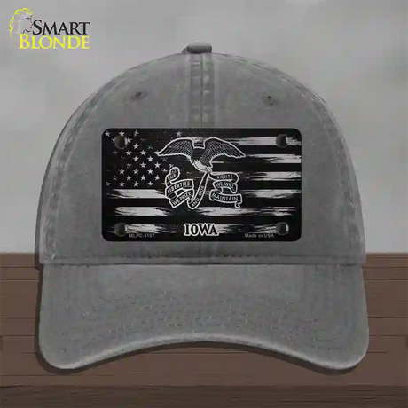 Iowa Carbon Fiber Novelty License Plate Hat Unconstructed Cotton / Charcoal