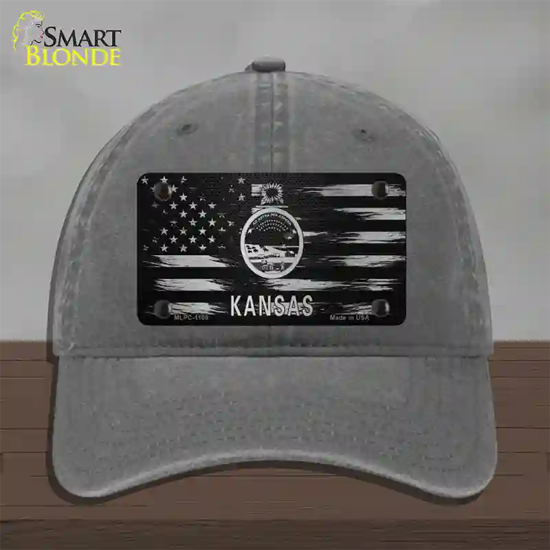 Kansas Carbon Fiber Novelty License Plate Hat Unconstructed Cotton / Charcoal