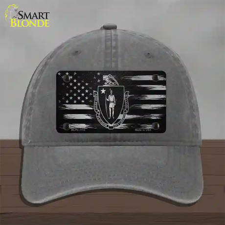 Massachusetts Carbon Fiber Novelty License Plate Hat Unconstructed Cotton / Charcoal