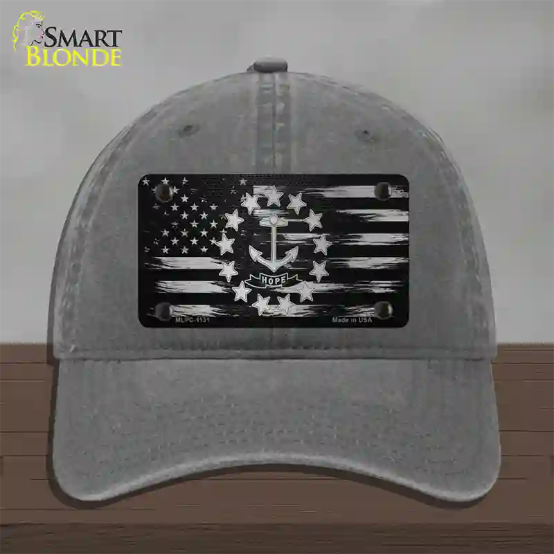 Rhode Island Carbon Fiber Novelty License Plate Hat Unconstructed Cotton / Charcoal