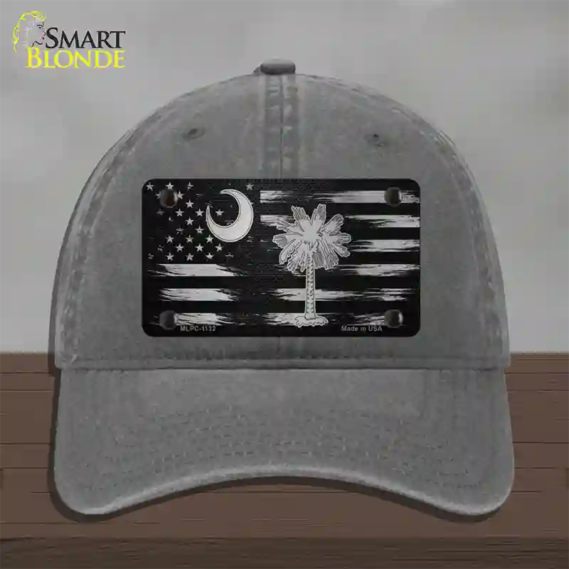 South Carolina Carbon Fiber Novelty License Plate Hat Unconstructed Cotton / Charcoal