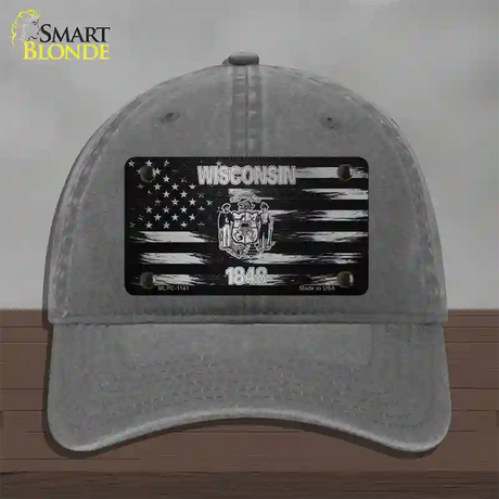 Wisconsin Carbon Fiber Novelty License Plate Hat Unconstructed Cotton / Charcoal