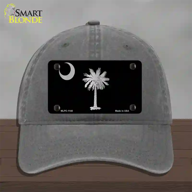 Palmetto Flag Brushed Chrome Novelty License Plate Hat Unconstructed Cotton / Charcoal