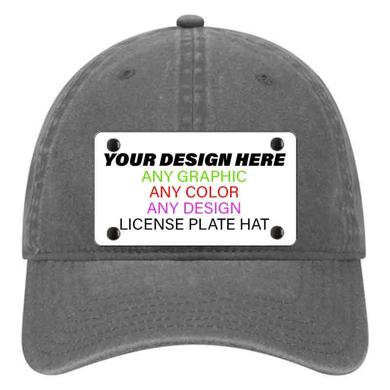 Charcoal Unconstructed Cotton | Dad Hat Mounted License Plate Hat