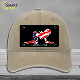 American Style Sexy Flag Pose Novelty License Plate Hat Unconstructed Cotton / Khaki