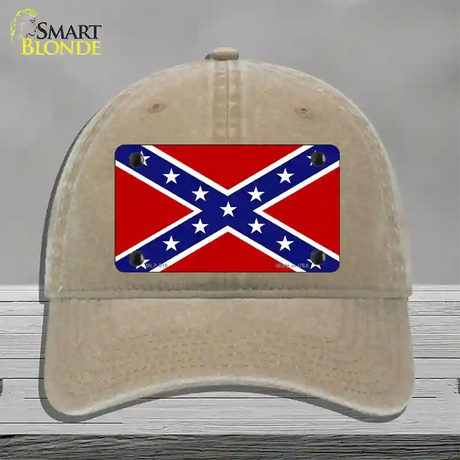 Confederate Flag Novelty License Plate Hat Unconstructed Cotton / Khaki