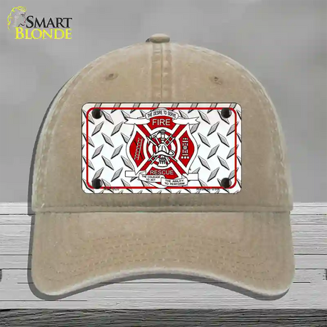 Fire Fighter Rescue Novelty License Plate Hat Unconstructed Cotton / Khaki