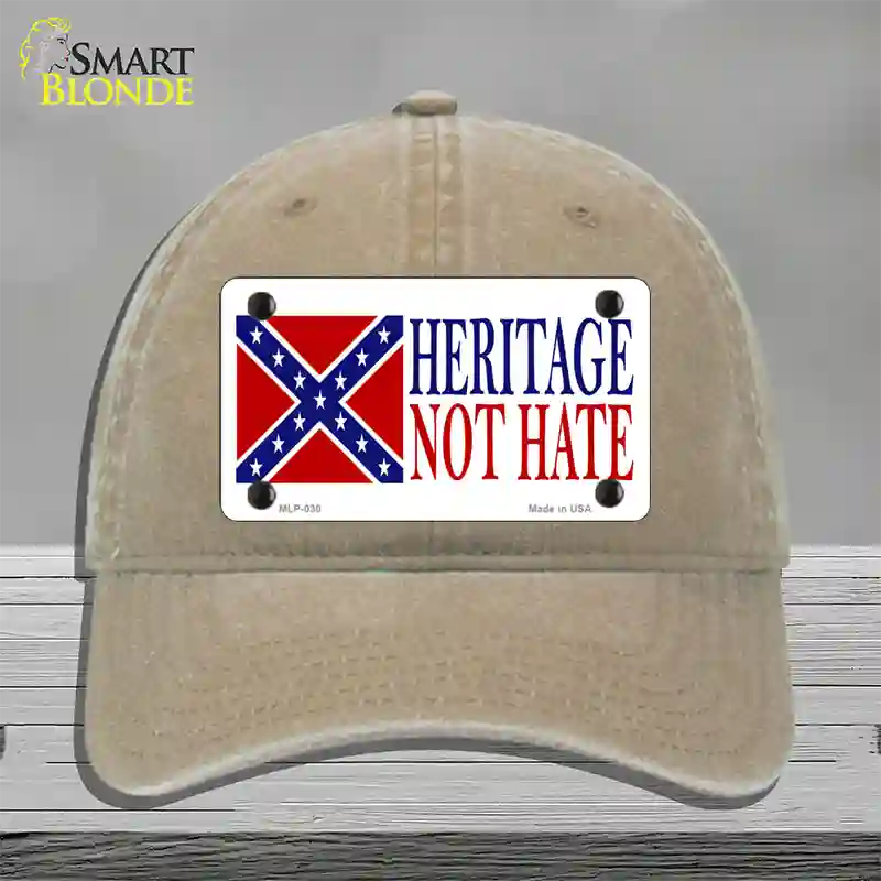 Heritage Not Hate Flag Novelty License Plate Hat Unconstructed Cotton / Khaki