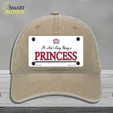 Easy Being A Princess Novelty License Plate Hat Unconstructed Cotton / Khaki