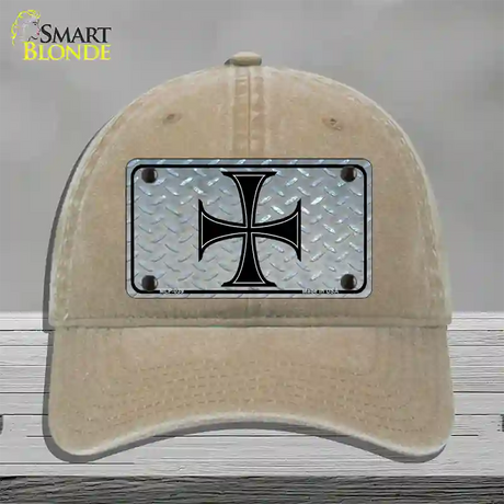 Maltese Cross Novelty License Plate Hat Unconstructed Cotton / Khaki