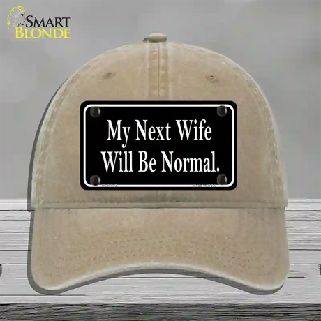 My Next Wife Novelty License Plate Hat Unconstructed Cotton / Khaki