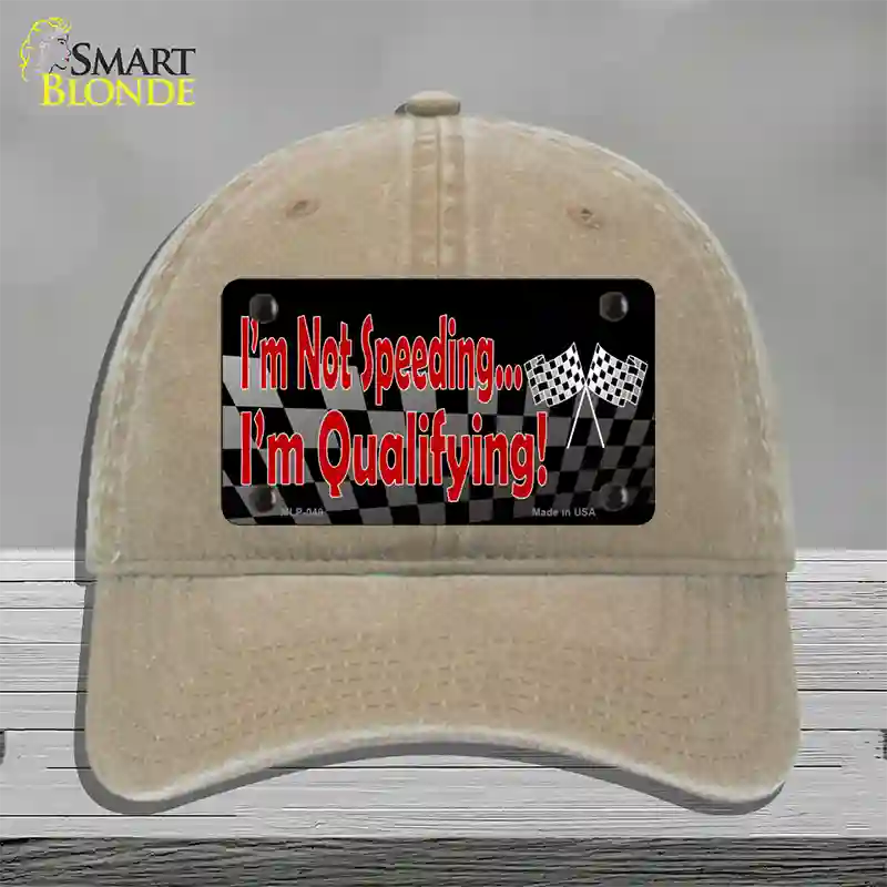 Im Qualifying Novelty License Plate Hat Unconstructed Cotton / Khaki