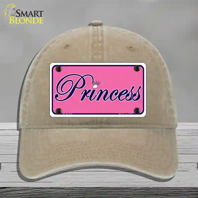 Pink Princess Tiara Novelty License Plate Hat Unconstructed Cotton / Khaki