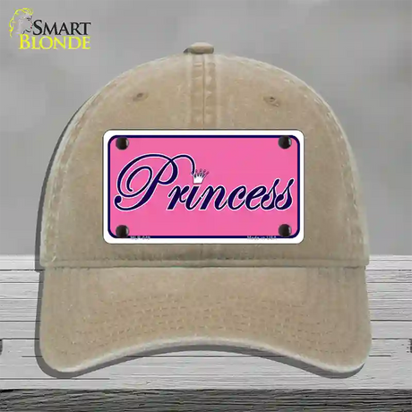 Pink Princess Tiara Novelty License Plate Hat Unconstructed Cotton / Khaki