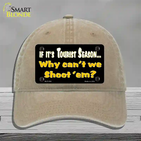 Why Cant We Shoot Em Novelty License Plate Hat Unconstructed Cotton / Khaki