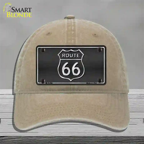 Route 66 Shield Black Novelty License Plate Hat Unconstructed Cotton / Khaki