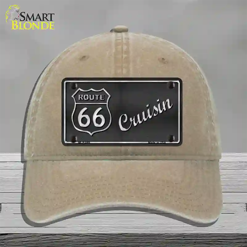 Route 66 Cruisin Novelty License Plate Hat Unconstructed Cotton / Khaki