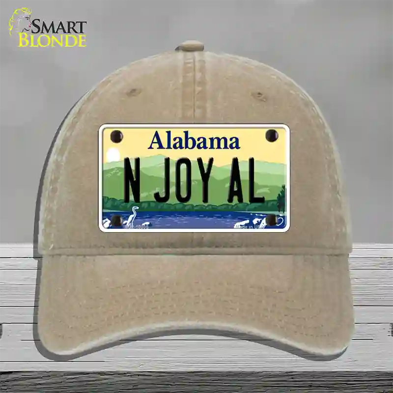 N Joy AL Alabama Novelty License Plate Hat Unconstructed Cotton / Khaki