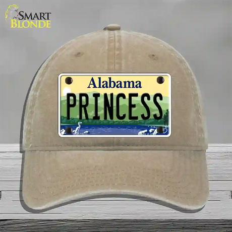 Princess Alabama Novelty License Plate Hat Unconstructed Cotton / Khaki