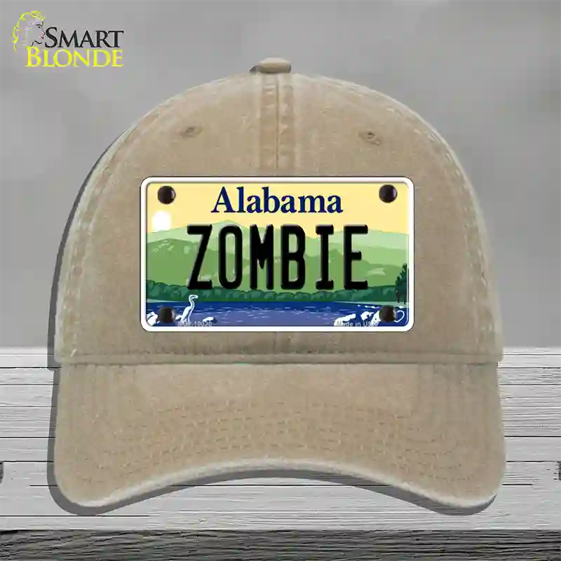 Zombie Alabama Novelty License Plate Hat Unconstructed Cotton / Khaki