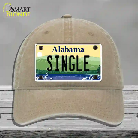 Single Alabama Novelty License Plate Hat Unconstructed Cotton / Khaki