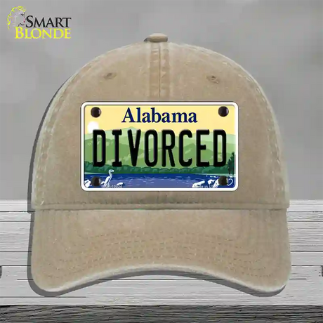 Divorced Alabama Novelty License Plate Hat Unconstructed Cotton / Khaki