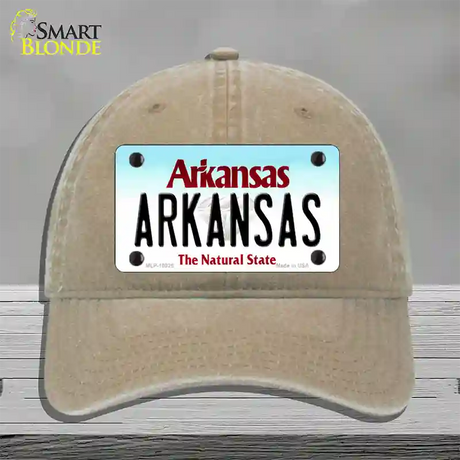 Arkansas Diamond Novelty License Plate Hat Unconstructed Cotton / Khaki