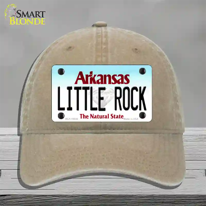 Little Rock Arkansas Novelty License Plate Hat Unconstructed Cotton / Khaki