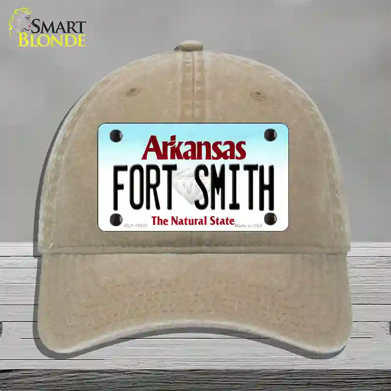 Fort Smith Arkansas Novelty License Plate Hat Unconstructed Cotton / Khaki