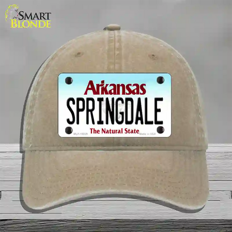 Springdale Arkansas Novelty License Plate Hat Unconstructed Cotton / Khaki