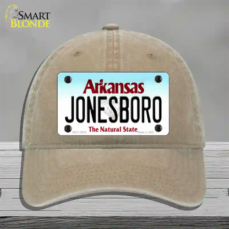 Jonesboro Arkansas Novelty License Plate Hat Unconstructed Cotton / Khaki