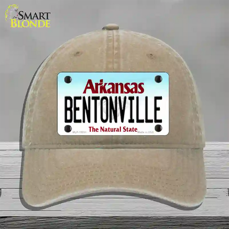 Bentonville Arkansas Novelty License Plate Hat Unconstructed Cotton / Khaki