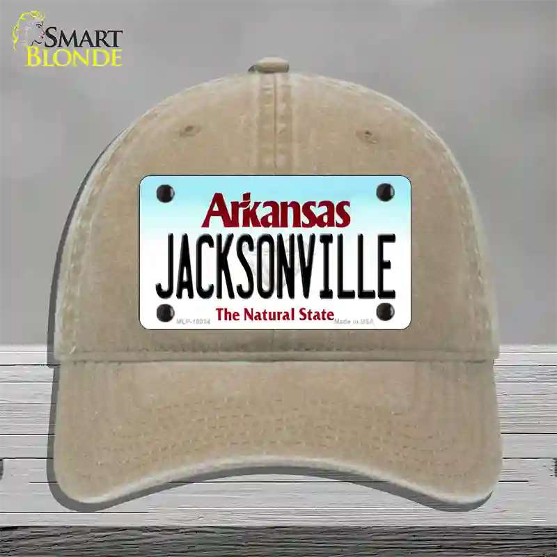 Jacksonville Arkansas Novelty License Plate Hat Unconstructed Cotton / Khaki