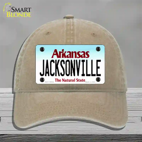 Jacksonville Arkansas Novelty License Plate Hat Unconstructed Cotton / Khaki