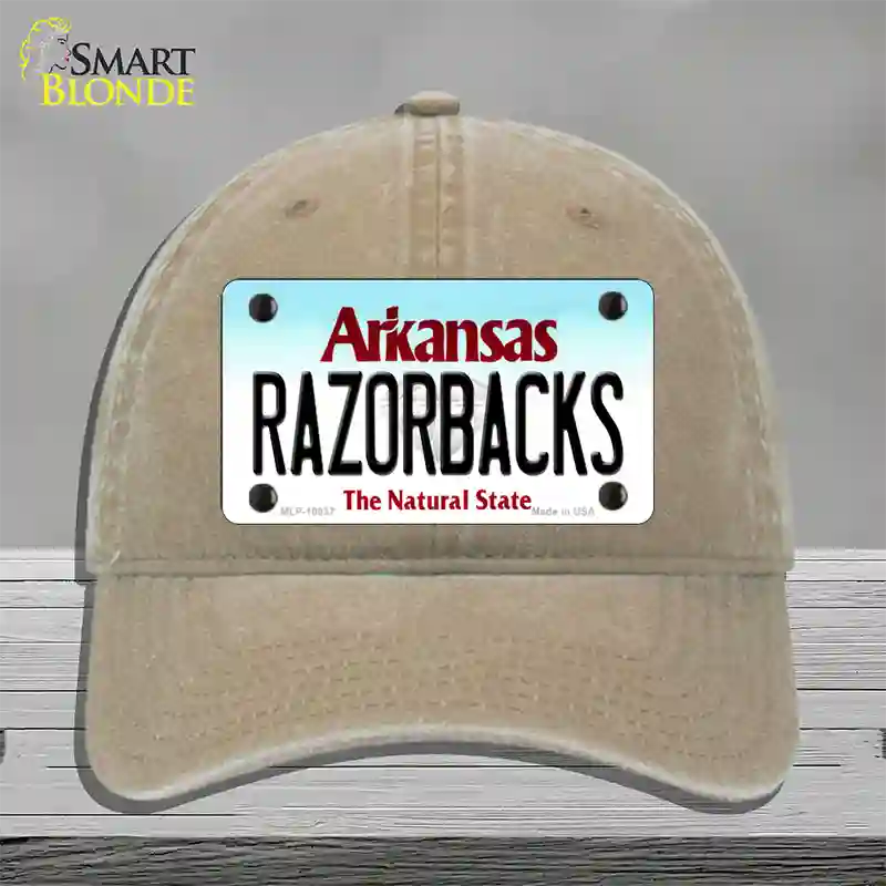 Razorbacks Arkansas Novelty License Plate Hat Unconstructed Cotton / Khaki