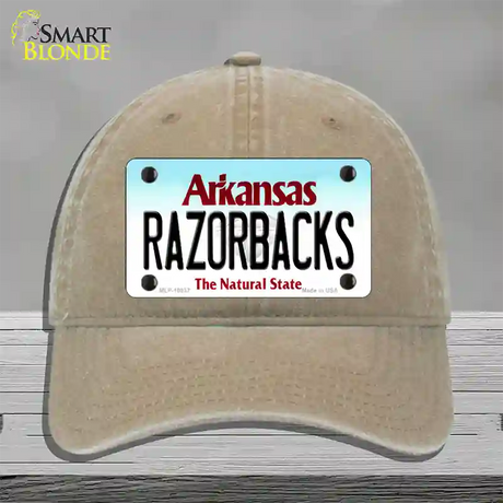 Razorbacks Arkansas Novelty License Plate Hat Unconstructed Cotton / Khaki