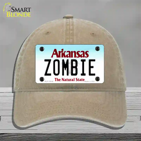 Zombie Arkansas Novelty License Plate Hat Unconstructed Cotton / Khaki