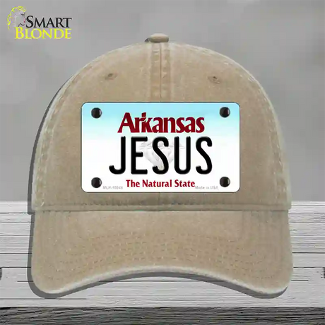 Jesus Arkansas Novelty License Plate Hat Unconstructed Cotton / Khaki