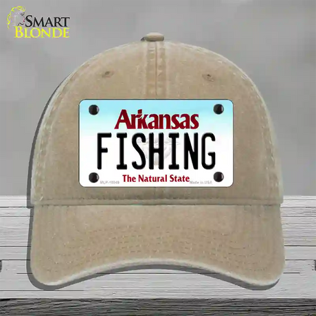 Fishing Arkansas Novelty License Plate Hat Unconstructed Cotton / Khaki