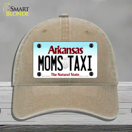 Moms Taxi Arkansas Novelty License Plate Hat Unconstructed Cotton / Khaki