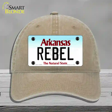 Rebel Arkansas Novelty License Plate Hat Unconstructed Cotton / Khaki