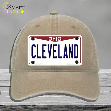 Cleveland Ohio Novelty License Plate Hat Unconstructed Cotton / Khaki