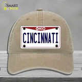 Cincinnati Ohio Novelty License Plate Hat Unconstructed Cotton / Khaki