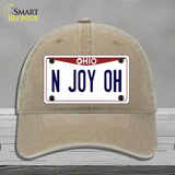 N Joy OH Ohio Novelty License Plate Hat Unconstructed Cotton / Khaki