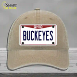 Buckeyes Ohio Novelty License Plate Hat Unconstructed Cotton / Khaki