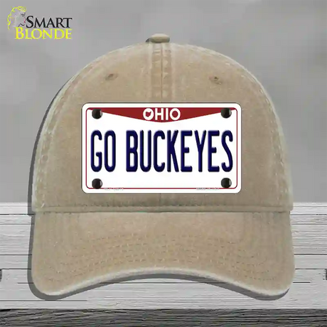 Go Buckeyes Ohio Novelty License Plate Hat Unconstructed Cotton / Khaki