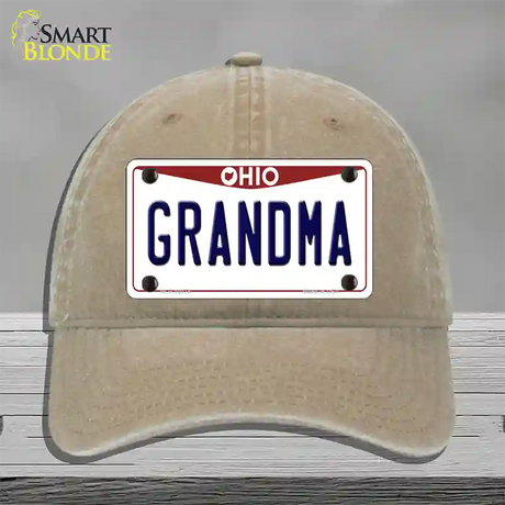 Grandma Ohio Novelty License Plate Hat Unconstructed Cotton / Khaki