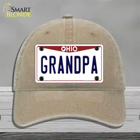 Grandpa Ohio Novelty License Plate Hat Unconstructed Cotton / Khaki